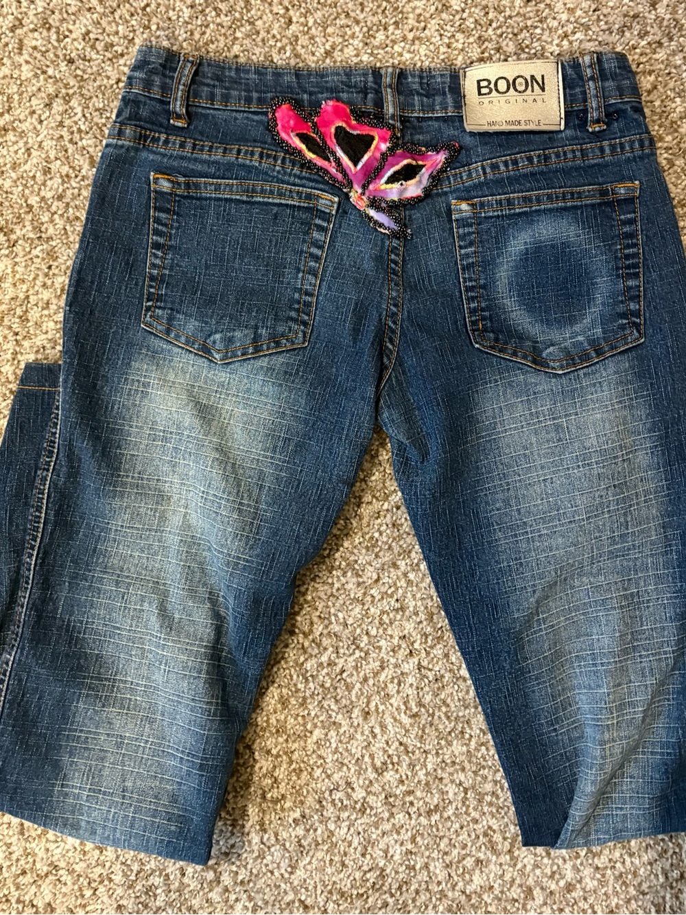 Y2K Butterfly Embellished Bootcut Jeans Low Rise Denim mcbling